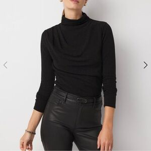 NWT White House Black Market long sleeve black shimmer mock turtle neck M